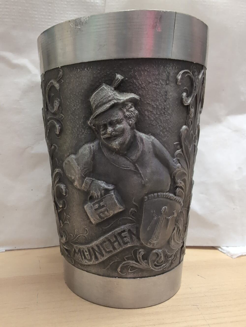 Vintage Zinn Becker Stuttgart German Pewter Munchen Munich Tumbler Wine Cup 5"